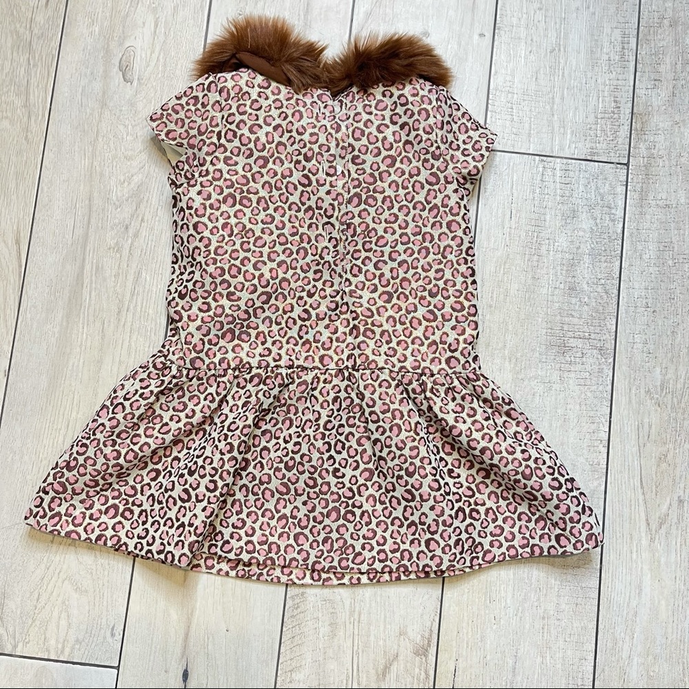 Janie & Jack Leopard Print Fur Collar Dress - Picture 5 of 6